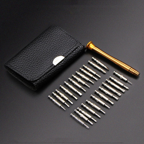 2 ชุด 25 In 1 Multi-Purpose Leather Case Manual Screwdriver Batch Set Mobile Phone Notebook Repair Tool, 25 in 1(With Magnetic)