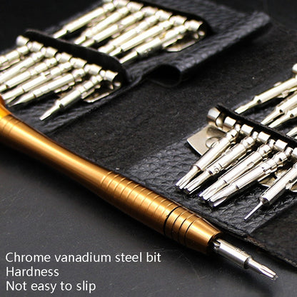 2 ชุด 25 In 1 Multi-Purpose Leather Case Manual Screwdriver Batch Set Mobile Phone Notebook Repair Tool, 25 in 1(With Magnetic)