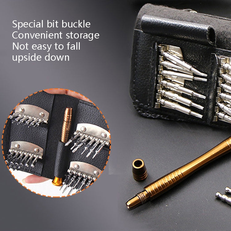 2 ชุด 25 In 1 Multi-Purpose Leather Case Manual Screwdriver Batch Set Mobile Phone Notebook Repair Tool, 25 in 1(With Magnetic)