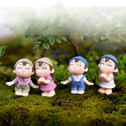 4 PCS Boys and Girls Micro Landscape Ornaments ของตกแต่งบ้านของเล่น, การจัดส่งแบบสุ่ม, 4 PCS Boys and Girls House Decorations