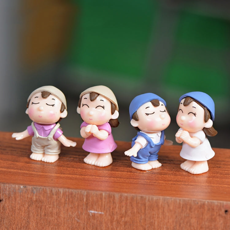 4 PCS Boys and Girls Micro Landscape Ornaments ของตกแต่งบ้านของเล่น, การจัดส่งแบบสุ่ม, 4 PCS Boys and Girls House Decorations