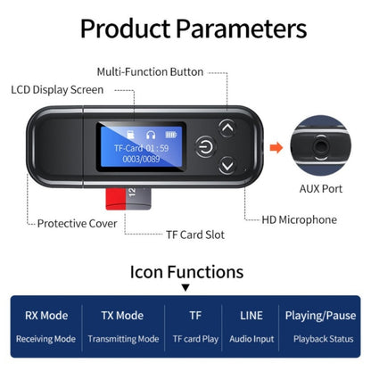 K15Pro พร้อมหน้าจอ LCD อะแดปเตอร์บลูทูธเครื่องส่งสัญญาณเสียง 3.5 มม. AUX รถแฮนด์ฟรี, K15Pro