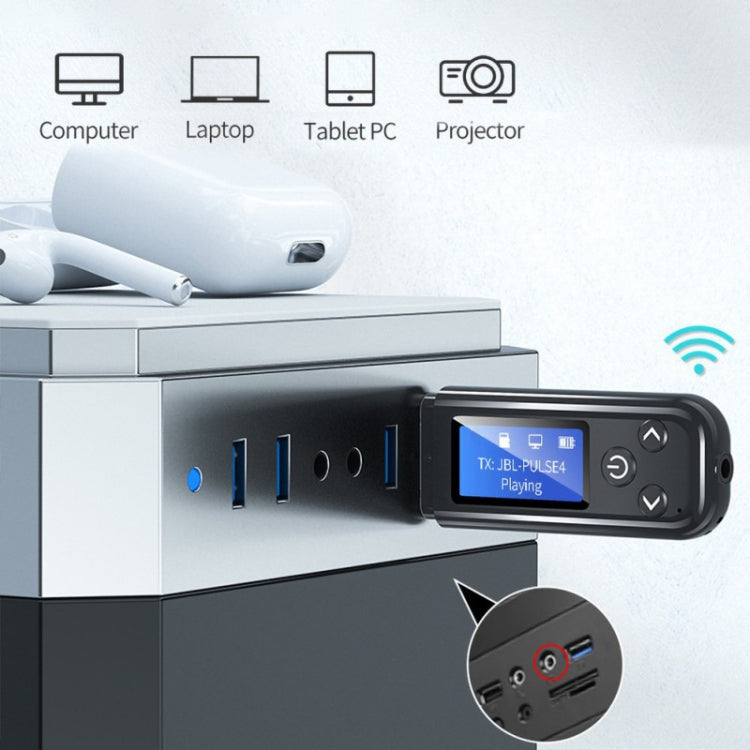 K15Pro พร้อมหน้าจอ LCD อะแดปเตอร์บลูทูธเครื่องส่งสัญญาณเสียง 3.5 มม. AUX รถแฮนด์ฟรี, K15Pro