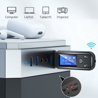 K15Pro พร้อมหน้าจอ LCD อะแดปเตอร์บลูทูธเครื่องส่งสัญญาณเสียง 3.5 มม. AUX รถแฮนด์ฟรี, K15Pro