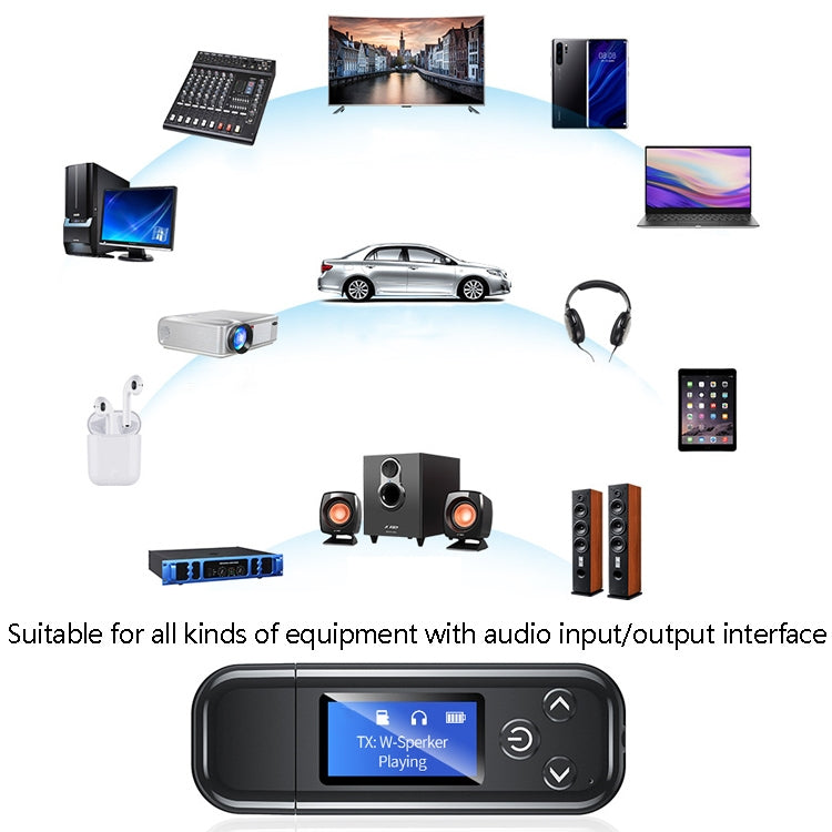 K15Pro พร้อมหน้าจอ LCD อะแดปเตอร์บลูทูธเครื่องส่งสัญญาณเสียง 3.5 มม. AUX รถแฮนด์ฟรี, K15Pro