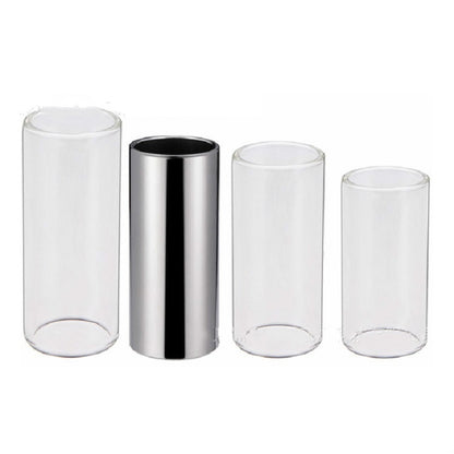 M02219 4 in 1 Plexiglass Slide Bar + Stainless Steel Slide Bar + Celluloid Guitar Finger Pick + Plastic Box Set, Plexiglass Slid Bar