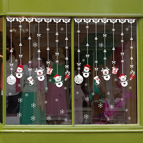 2 ชุดคริสต์มาส Snowman เครื่องประดับกระจกประตูหน้าต่างสติกเกอร์ไฟฟ้าสถิต, Snowman Sticker