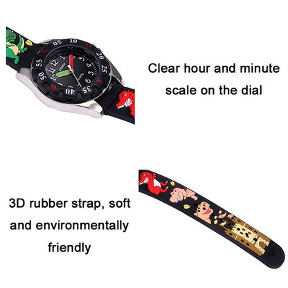 JNEW 6811-86172 เด็กการ์ตูนไดโนเสาร์ 3D สายรัดซิลิโคนนาฬิกาควอทซ์กันน้ำ, JNEW 6811-86172