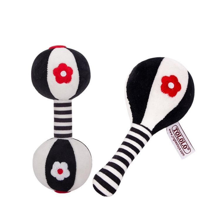 TOLOLO 1 คู่ Baby Vision Training Early การศึกษาของเล่นทารกแรกเกิด Chasing ค้อนทรายสีดำและสีขาว Dumbbell Baby Rattle, T168263-2