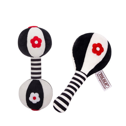 TOLOLO 1 คู่ Baby Vision Training Early การศึกษาของเล่นทารกแรกเกิด Chasing ค้อนทรายสีดำและสีขาว Dumbbell Baby Rattle, T168263-2