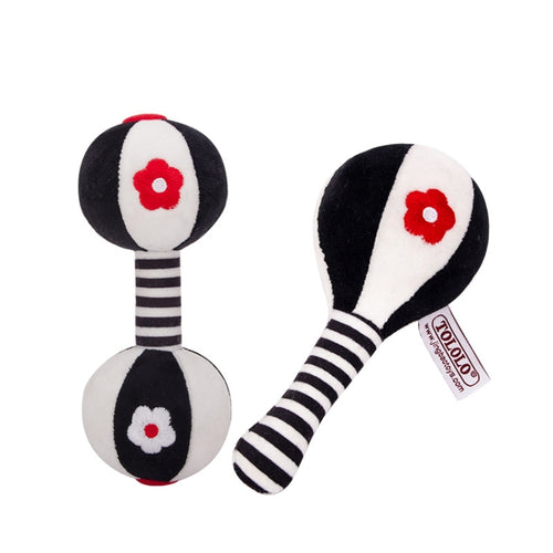 TOLOLO 1 คู่ Baby Vision Training Early การศึกษาของเล่นทารกแรกเกิด Chasing ค้อนทรายสีดำและสีขาว Dumbbell Baby Rattle, T168263-2