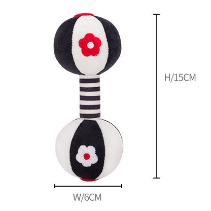 TOLOLO 1 คู่ Baby Vision Training Early การศึกษาของเล่นทารกแรกเกิด Chasing ค้อนทรายสีดำและสีขาว Dumbbell Baby Rattle, T168263-2
