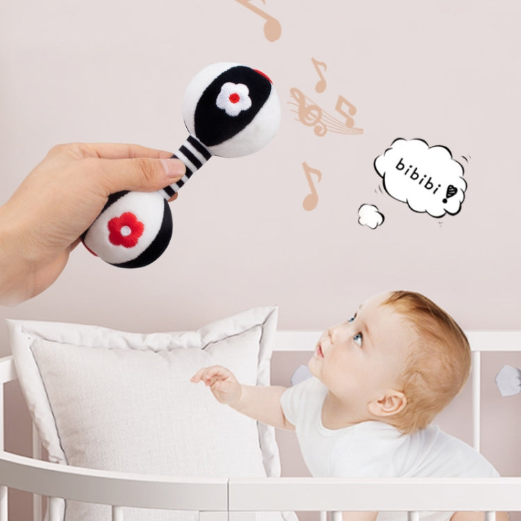 TOLOLO 1 คู่ Baby Vision Training Early การศึกษาของเล่นทารกแรกเกิด Chasing ค้อนทรายสีดำและสีขาว Dumbbell Baby Rattle, T168263-2