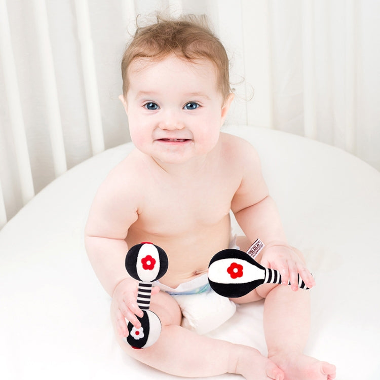 TOLOLO 1 คู่ Baby Vision Training Early การศึกษาของเล่นทารกแรกเกิด Chasing ค้อนทรายสีดำและสีขาว Dumbbell Baby Rattle, T168263-2