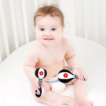 TOLOLO 1 คู่ Baby Vision Training Early การศึกษาของเล่นทารกแรกเกิด Chasing ค้อนทรายสีดำและสีขาว Dumbbell Baby Rattle, T168263-2