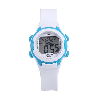 JNEW Children Multi-Function Backlight Waterproof Sports Electronic Watch, Black, White, Yellow, Rose Red, Fluorescent Green