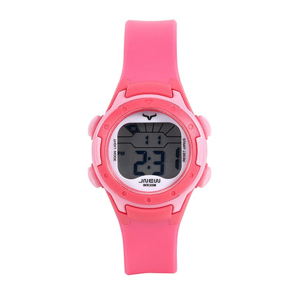 JNEW Children Multi-Function Backlight Waterproof Sports Electronic Watch, Black, White, Yellow, Rose Red, Fluorescent Green