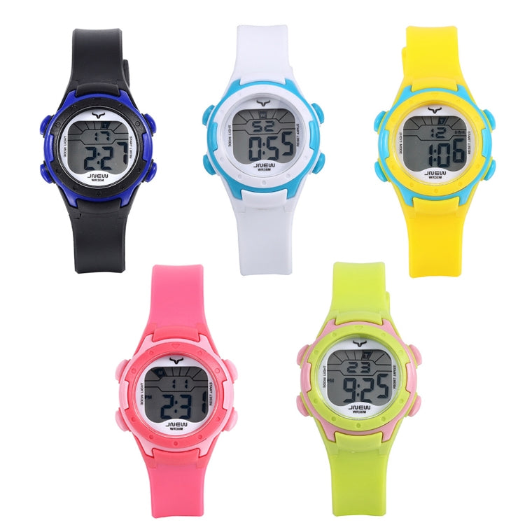 JNEW Children Multi-Function Backlight Waterproof Sports Electronic Watch, Black, White, Yellow, Rose Red, Fluorescent Green