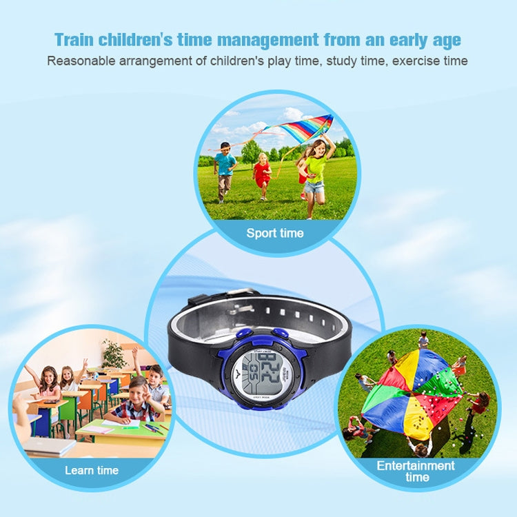 JNEW Children Multi-Function Backlight Waterproof Sports Electronic Watch, Black, White, Yellow, Rose Red, Fluorescent Green