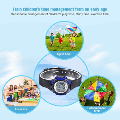 JNEW Children Multi-Function Backlight Waterproof Sports Electronic Watch, Black, White, Yellow, Rose Red, Fluorescent Green