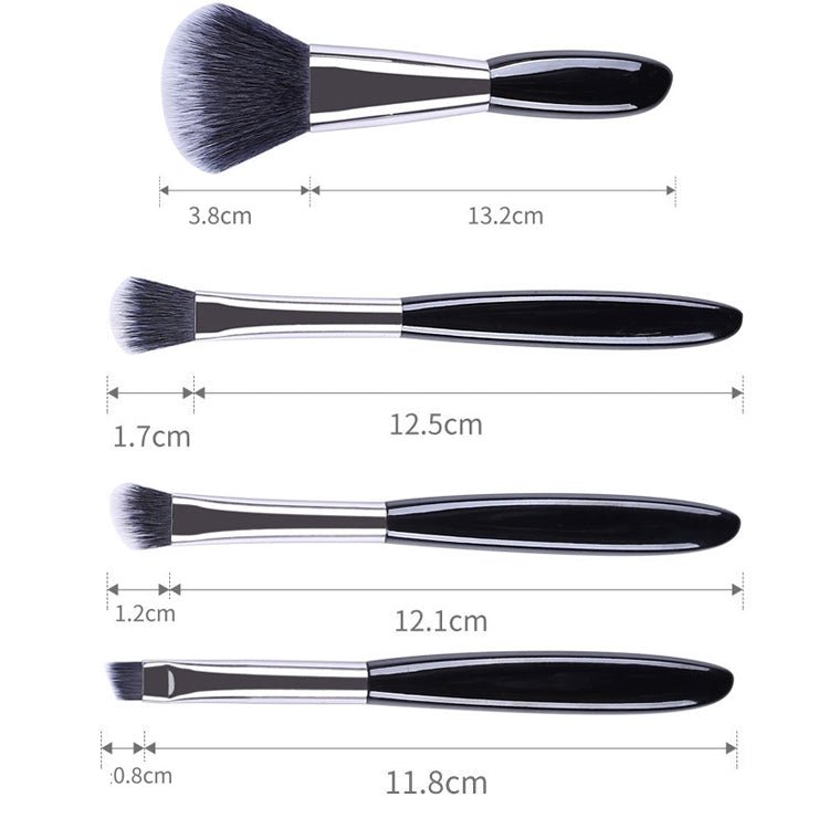 4 In 1 Black Pebbles ชุดแปรงแต่งหน้าแปรงอายแชโดว์แปรงรองพื้นแปรงแต่งหน้าแบบพกพาสไตล์:, Bare Brush