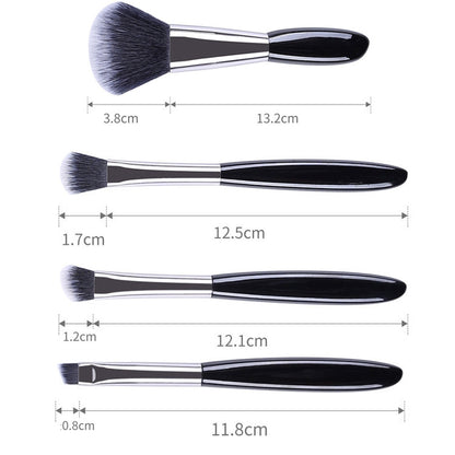 4 In 1 Black Pebbles ชุดแปรงแต่งหน้าแปรงอายแชโดว์แปรงรองพื้นแปรงแต่งหน้าแบบพกพาสไตล์:, Bare Brush