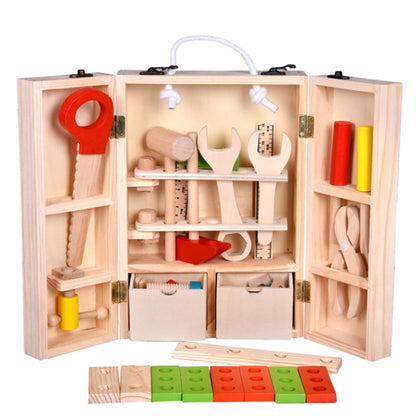 ชุดเครื่องมือช่างไม้กล่องบำรุงรักษาไม้ของเล่นเพื่อการศึกษาสำหรับเด็ก, Wooden Carpenter Tool Set