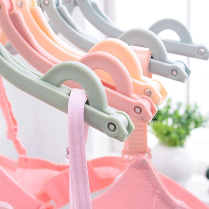 10 PCS พกพาพับได้ ไม้แขวนเสื้อ ราวตากผ้าพลาสติกอเนกประสงค์, 3pcs Pink, 3pcs Green, 3pcs Beige, 3pcs Blue
