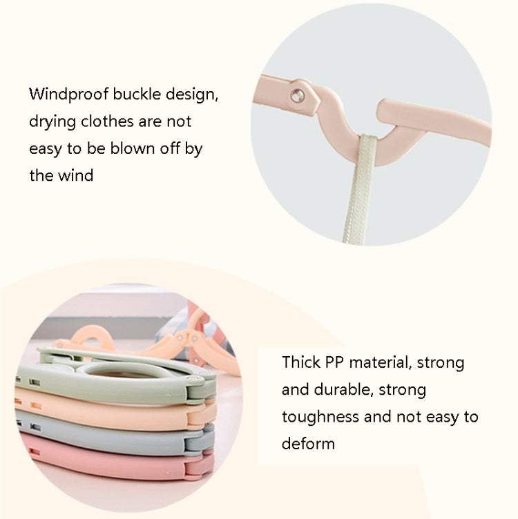 10 PCS พกพาพับได้ ไม้แขวนเสื้อ ราวตากผ้าพลาสติกอเนกประสงค์, 3pcs Pink, 3pcs Green, 3pcs Beige, 3pcs Blue