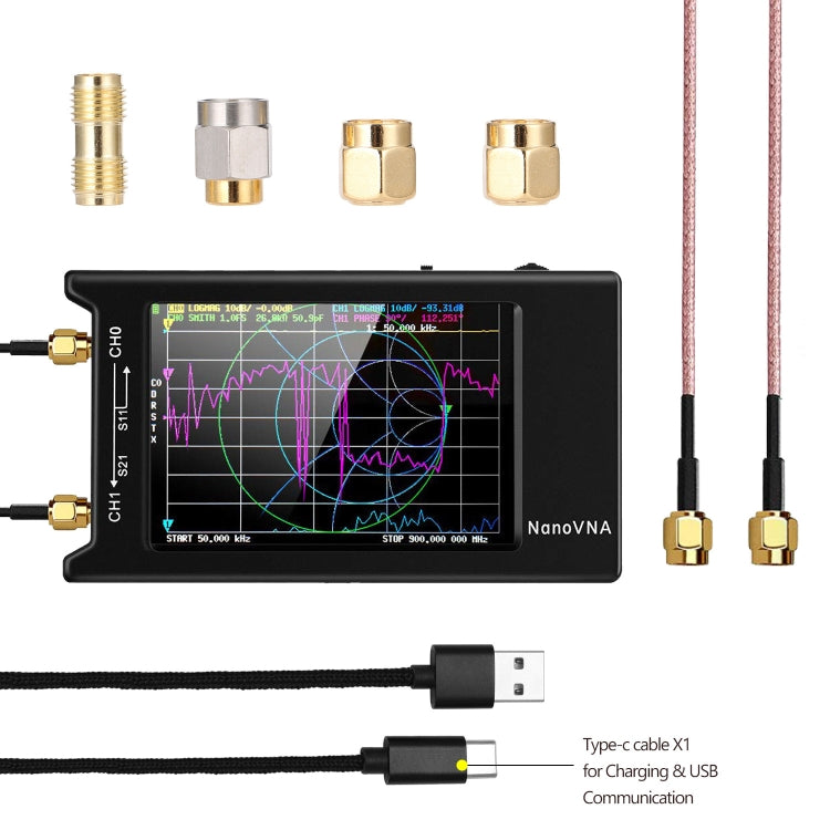 NANOVNA-H รุ่นอัพเกรด 2.8 นิ้ว TFT 50 Khz-1.5 Ghz Vector Network เครื่องวิเคราะห์เสาอากาศ MF HF VHF UHF พร้อมช่องเสียบการ์ด SD ไม่มีการ์ด, 4 Inch