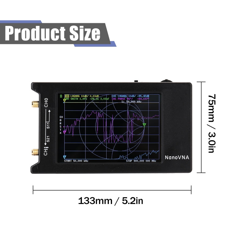 NANOVNA-H รุ่นอัพเกรด 2.8 นิ้ว TFT 50 Khz-1.5 Ghz Vector Network เครื่องวิเคราะห์เสาอากาศ MF HF VHF UHF พร้อมช่องเสียบการ์ด SD ไม่มีการ์ด, 4 Inch