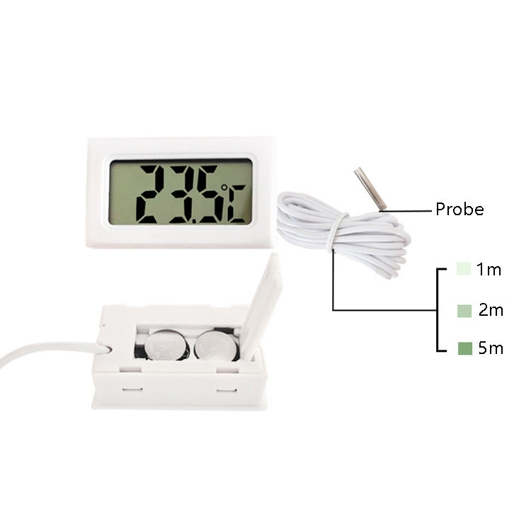 2 PCS Fish Tank Digital Thermometer Waterproof Probe เครื่องวัดอุณหภูมิแบบอิเล็กทรอนิกส์, ความยาวสาย:, 1m (Black), 1m (White), 2m (Black), 2m (White), 5m (Black)