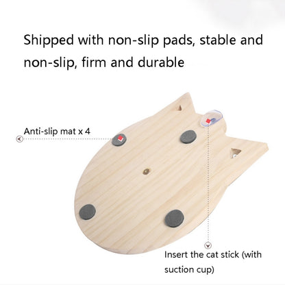 MZP01 Solid Wood Turntable ของเล่นแมวทนทาน Cat Stick Scratcher, Specification:, Double-layer Small, Three-layer Large
