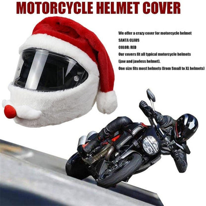 หมวกกันน็อคมอเตอร์ไซค์หมวกคริสต์มาสกลางแจ้ง Crazy Funny Santa Helmet Cover, Helmet Christmas Hat