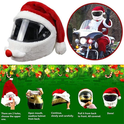 หมวกกันน็อคมอเตอร์ไซค์หมวกคริสต์มาสกลางแจ้ง Crazy Funny Santa Helmet Cover, Helmet Christmas Hat