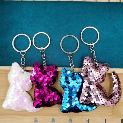 10 ชิ้น PET เลื่อมสะท้อนแสงแมวกระเป๋าพวงกุญแจจี้รถ, Rose Red 11, Pink 3, Green 4, Royal Blue, Sky Blue, White Colorful, Gold, Red