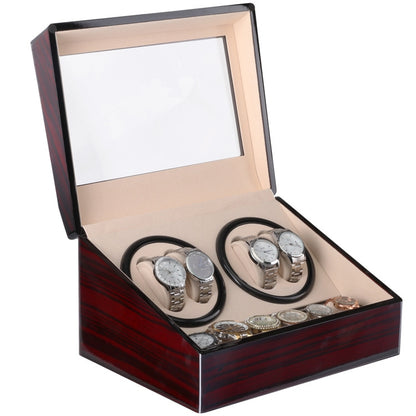 Watch Shaker 4+6 Digits กลไกนาฬิกา ไขลานอัตโนมัติ กล่องนาฬิกา Watch Shaker ,US Plug, Red Sandalwood