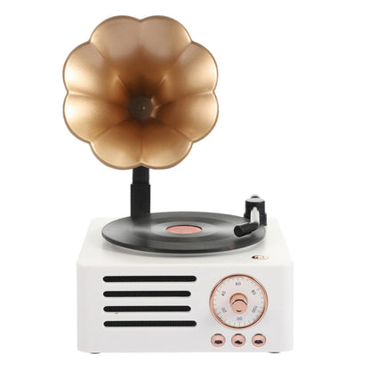 T15 Petunia Retro เครื่องเล่นแผ่นเสียงไวนิลมัลติฟังก์ชั่นไร้สายมินิบลูทูธเสียง, White, Pink, Blue
