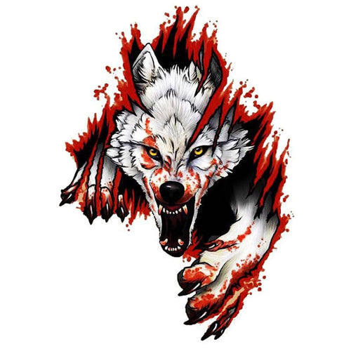 4 PCS 3D ที่สมจริง Wolf Head Hood ประตูรถตกแต่งร่างกายสติกเกอร์รอยขีดข่วนครอบคลุมสติกเกอร์รถกันน้ำ, Wolf Head Right, Wolf Head Left