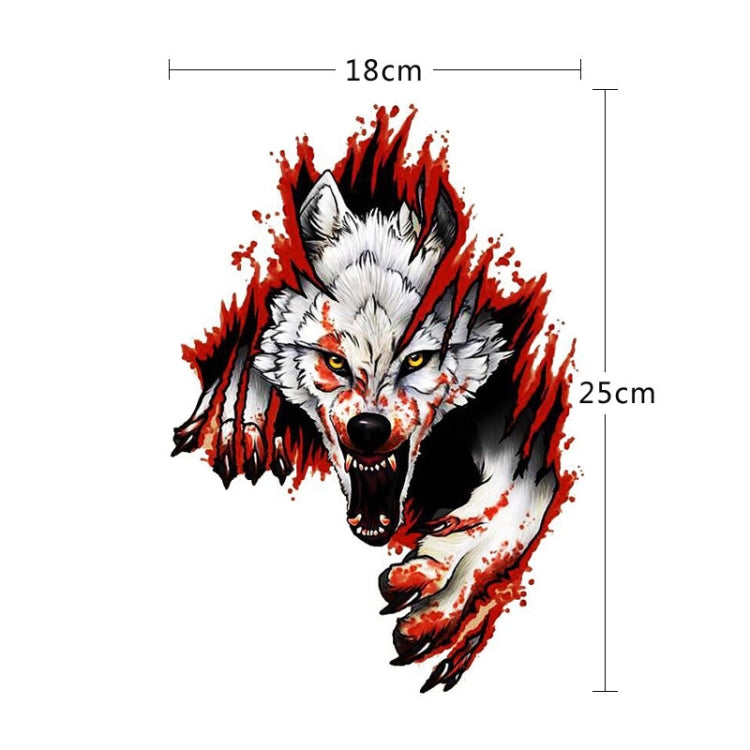 4 PCS 3D ที่สมจริง Wolf Head Hood ประตูรถตกแต่งร่างกายสติกเกอร์รอยขีดข่วนครอบคลุมสติกเกอร์รถกันน้ำ, Wolf Head Right, Wolf Head Left