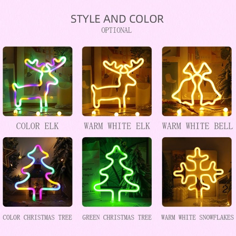 ของตกแต่งวันคริสต์มาส ไฟนีออน เครื่องประดับติดผนัง Spec:, Snowflake-Warm Light, Tree-Green Light, Tree-Colorful Light, Elk-Warm Light, Elk-Colorful Light, Bell-Warm Light