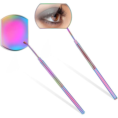 3 PCS Eyelash Extension กระจกตรวจสอบมือถือรูปสี่เหลี่ยมผืนผ้าเลนส์ Anti-Warping Root Anti-Fog Mirror Eyelash Mirror, Colorful, Titanium Black, Rose Gold, Golden, Silver