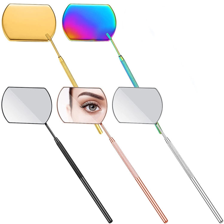 3 PCS Eyelash Extension กระจกตรวจสอบมือถือรูปสี่เหลี่ยมผืนผ้าเลนส์ Anti-Warping Root Anti-Fog Mirror Eyelash Mirror, Colorful, Titanium Black, Rose Gold, Golden, Silver