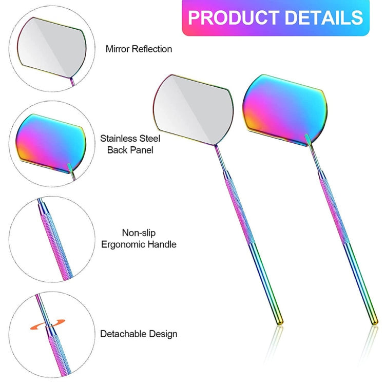 3 PCS Eyelash Extension กระจกตรวจสอบมือถือรูปสี่เหลี่ยมผืนผ้าเลนส์ Anti-Warping Root Anti-Fog Mirror Eyelash Mirror, Colorful, Titanium Black, Rose Gold, Golden, Silver