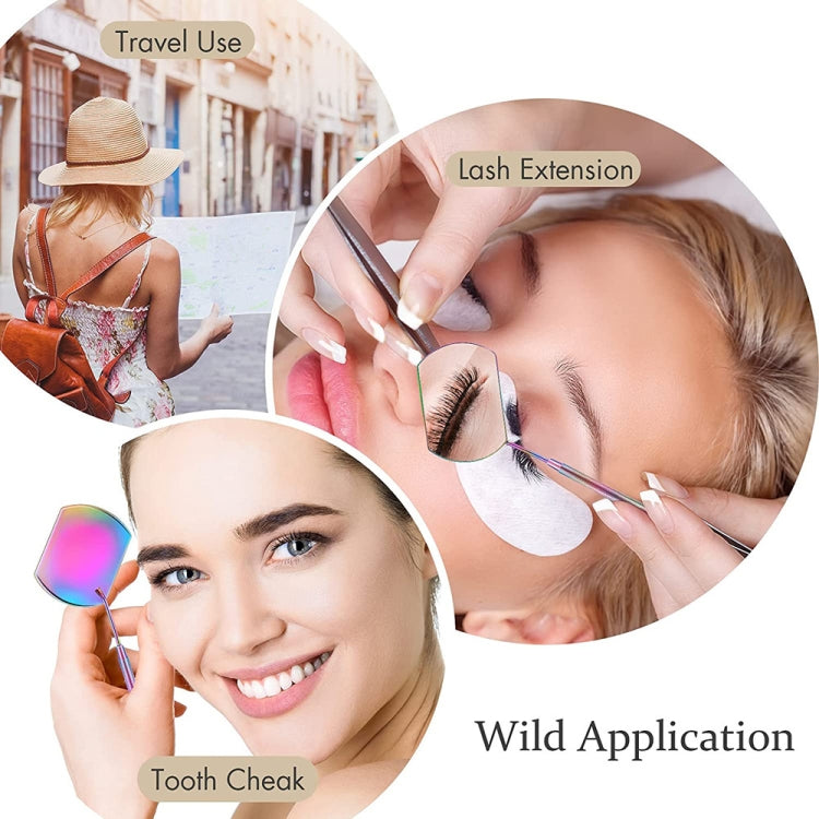 3 PCS Eyelash Extension กระจกตรวจสอบมือถือรูปสี่เหลี่ยมผืนผ้าเลนส์ Anti-Warping Root Anti-Fog Mirror Eyelash Mirror, Colorful, Titanium Black, Rose Gold, Golden, Silver