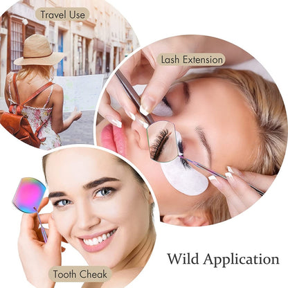 3 PCS Eyelash Extension กระจกตรวจสอบมือถือรูปสี่เหลี่ยมผืนผ้าเลนส์ Anti-Warping Root Anti-Fog Mirror Eyelash Mirror, Colorful, Titanium Black, Rose Gold, Golden, Silver
