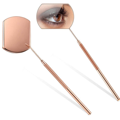 3 PCS Eyelash Extension กระจกตรวจสอบมือถือรูปสี่เหลี่ยมผืนผ้าเลนส์ Anti-Warping Root Anti-Fog Mirror Eyelash Mirror, Colorful, Titanium Black, Rose Gold, Golden, Silver