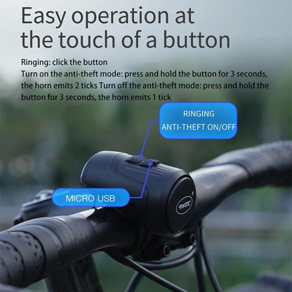 CYCLINGBOX BG-1903 สัญญาณกันขโมยจักรยานแตรไฟฟ้า 125dB กระดิ่งชาร์จ USB, CYCLINGBOX BG-1903(Black)