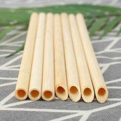 10 PCS น้ำผลไม้กาแฟชานมไข่มุกฟางไม้ไผ่ย่อยสลายได้ตามธรรมชาติสไตล์:, 20cm Flat, 20cm Oblique