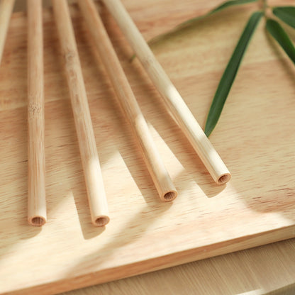 10 PCS น้ำผลไม้กาแฟชานมไข่มุกฟางไม้ไผ่ย่อยสลายได้ตามธรรมชาติสไตล์:, 20cm Flat, 20cm Oblique